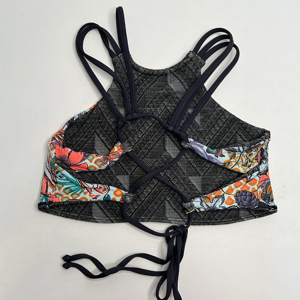 Maaji reversible high neck bikini swim top size small bird floral geometric - Picture 8 of 8